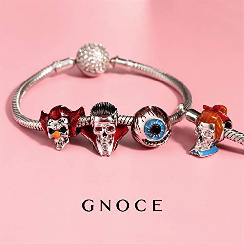 Image of GNOCE Skull Pendant Charm Silver Dangle Charms Bead fit Bracelet /Necklace Jewelry Gift for Women Men