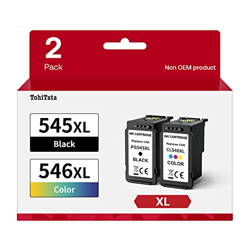TohiTata PG-545XL CL-546XL Cartuchos de Tinta Remanufacturado para Canon 545 546 XL, Negro y...