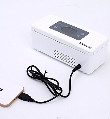 ELEOPTION® Home Used Portable Mini Insulin Cooler Box Portable Drug Reefer Car Small Refrigerator (Snow Bear Red)