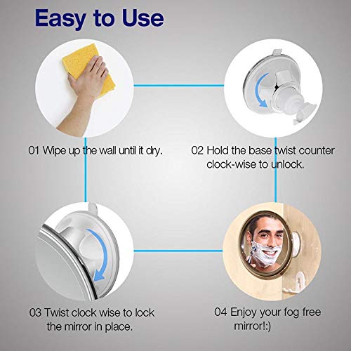 Starall Fogless Makeup Mirror with Holder Suction Cup 360 Rotation Shower Shave Mirrors