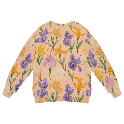 JUNZAN Retro Iris Peach Big Boys Hooded Sweatshirt Fleece Kids Pullover Hoodie Athletic 4T2