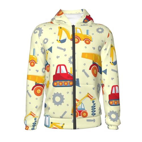 Heavy Equipment Kid Hoodies Boys Zip Up Sweatshirts Girls Pullover with Pocket2