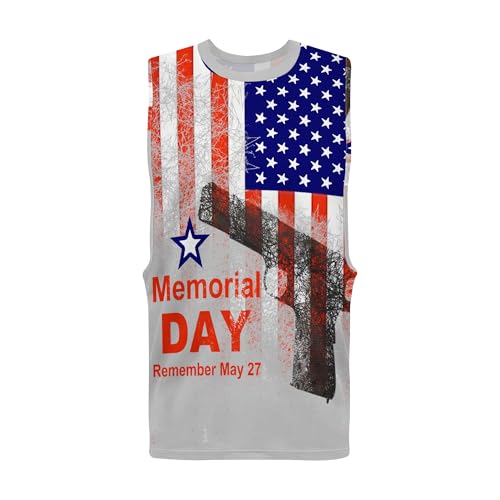 Image of Zhyaj Summer Tanks Top for Men Flag Graphic Print Sleeveless Shirts Casual Working Out Vest T-Shirts Loose-Fit Men's Tank