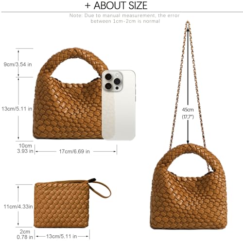 Image of JINMANXUE Fashion Mini Handbag For Women, Woven Tote Bucket Composite Bag Knitting Chain Bags, Crossbody Shoulder Purses