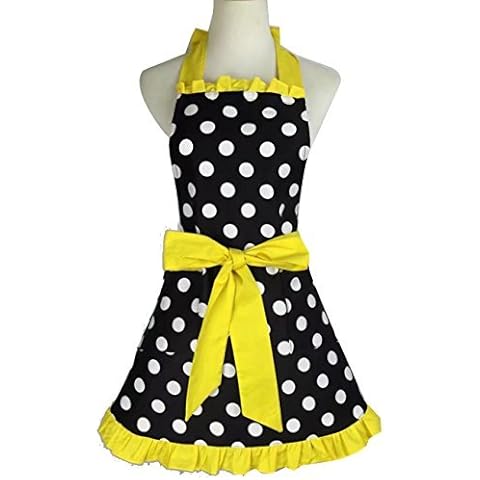 Violet Mist Women's Lovely Retro Vintage Flirty Maid Polka Dot Cooking Kitchen Apron with Pockets Cover