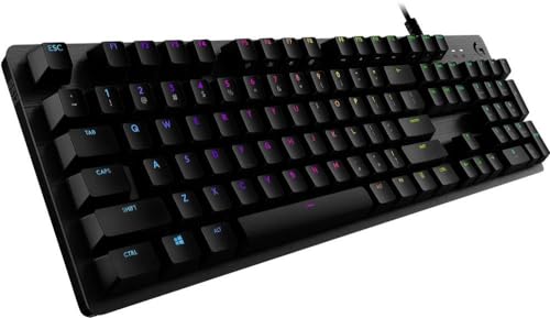 Logitech G512 mechanische Gaming-Tastatur, GX-Red Linear Switches, LIGHTSYNC RGB-Beleuchtung, USB-Durchschleife, Aluminium-Gehäuse, Programmierbare F-Tasten, US QWERTY-Layout - Schwarz