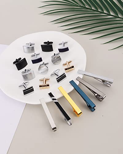 SONNYX Men's Cufflinks and Tie Clips Set for Men Necktie Tie Bar Clips Business Shirts Wedding Tuxedo Classic Cuff links for Wedding Groom Business4