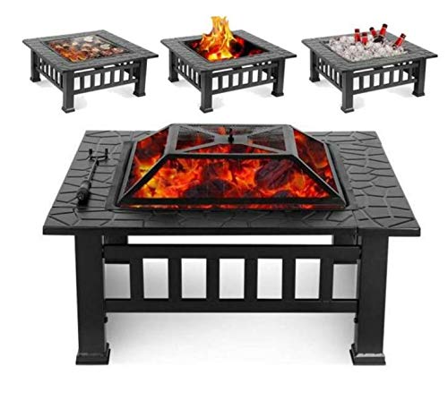 Square Fire Pit Bbq Grill Outdoor Garden Square Table Stove Patio Heater 72 x 62 x 19cm / 15KG