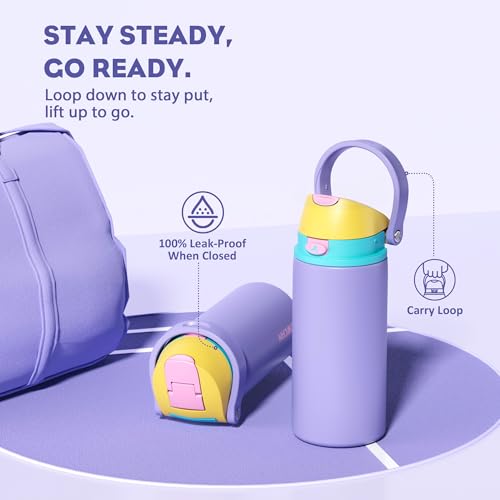 POWCAN 18 oz Insulated Water Bottle: 2-in-1 Push-Button Spout & Quick-Flip Straw, Leakproof, Cold 24Hrs, Fits Car Cup Holder, Metal Sports Water Bottle, Gift for Women, Girls, Daughter (Tangled Shine) - image 4