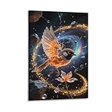 MEFESE Moineau de Java Art sur toile 3D - Surface résistante pour salle de bain, cuisine et chambre. Décoration murale imperméable et haute durabilité. Motif oiseau décoratif mural 30 x 45 cm