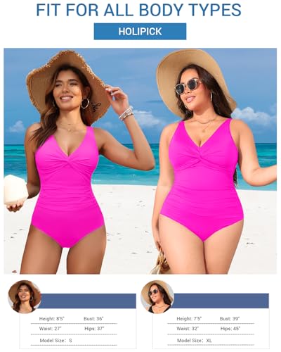 Image of Holipick Women Tummy Control One Piece Swimsuit - Push Up Bathing Suit Full Coverage Slimming Swimwear