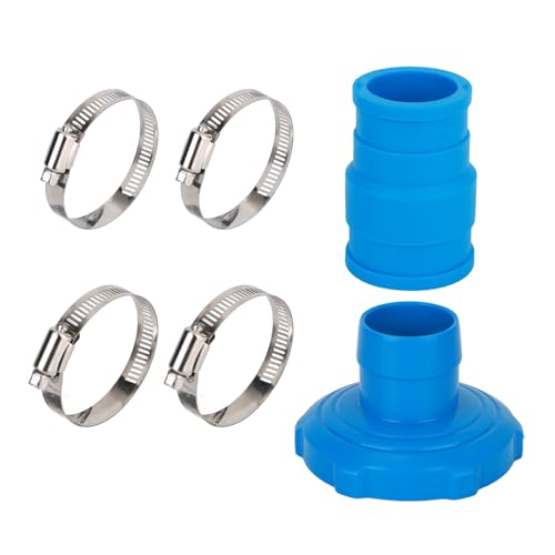 Pool Vacuum Hose Adapter B, for Intex Above Ground Skimmers Screw Clamps Included Replacement Connector for Filter Pump Hoses & Skimmer Cleaners (Blue)