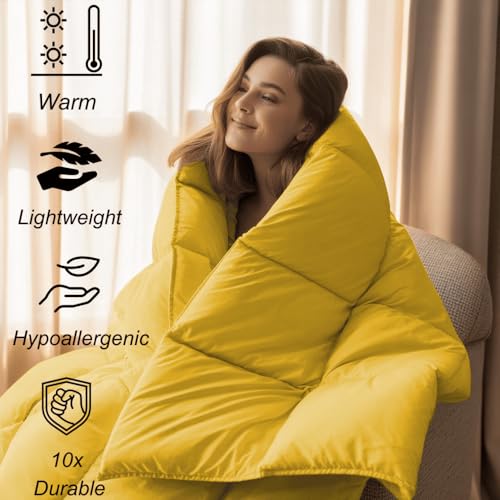 Image of King Size Comforter Set - All Season Down Alternative Bedding Comforter Set - Quilted Duvet Insert with Corner Tabs - Box Stitched Blanket - Breathable, Soft - Gold