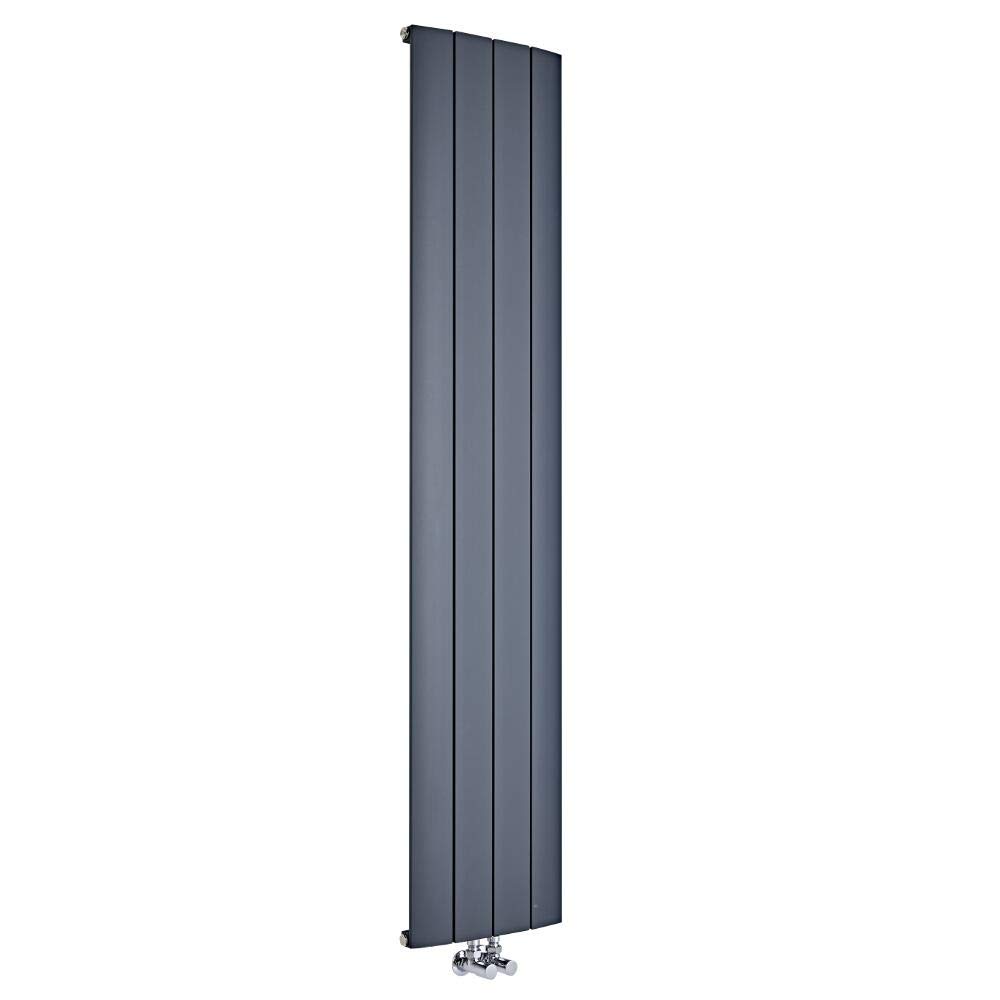 Milano Anthracite Skye Vertical Single Flat Panel Aluminium Radiator - 1800Mm X 375Mm