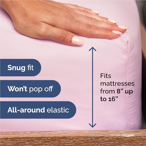 Image of Full 6 Piece Bed Sheet Set - Soft, Breathable & Cooling Sheets - Light Pink | Ultra-Soft Hotel Luxury Bedding Set with 8-16 Inch Deep Pockets, 1 Flat & 1 Fitted Sheet & 4 Pillowcases, Wrinkle & Fade Free