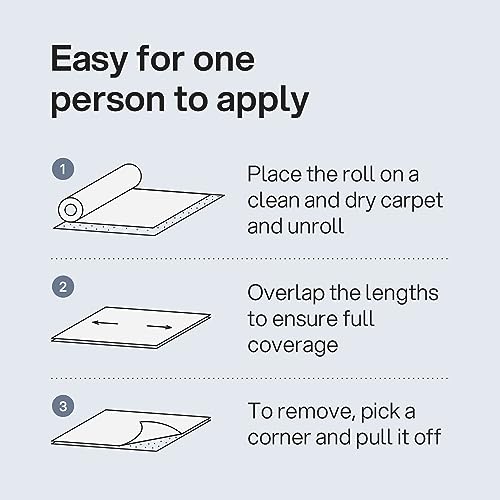 Carpet Protector Roll - Self Adhesive Carpet Protection Film - 50m x 60cm Sticky Clear Plastic Carpet Stair Hard Floor Cover - Heavy Duty Puncture Resistant & Waterproof Protective Floor Covering