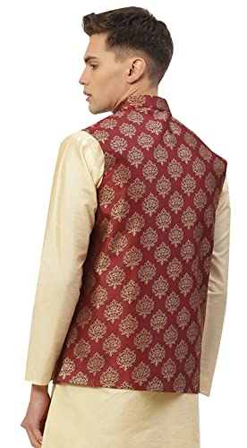 Maple Clothing Men's Nehru Jacket Indian Waistcoat Brocade Traditional Wedding Guest Modi Vest Bandhgala3