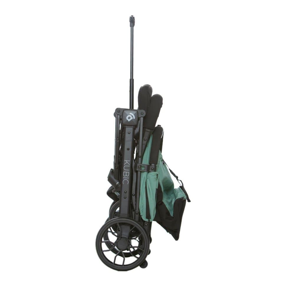 Poussette légère et compacte avec une seule main, grandes roues, inclinable et adaptée pour la cabine - Poussette de bébé avec poignée trolley et SPF50+ - Asalvo KUBIC 2 Vert
