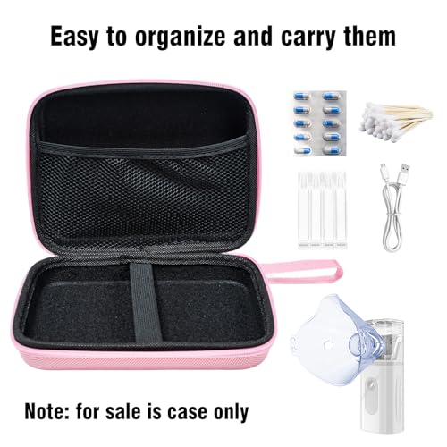 Image of Gealaek Protective Carrying Case for Portable Nebulizer, Travel Medical Bag with Hard Shell for Inhaler Spacer, Masks, Asthma Accessories Emergency Medicine Storage Bag for Kids and Adults (Pink)
