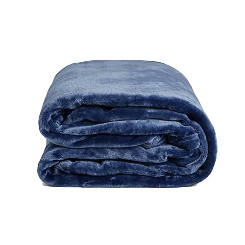 Image of IVY by HomeStop Solid Soft and Durable Poly Boa 290 GSM Blanket (Blue, 2Mx2.2M)