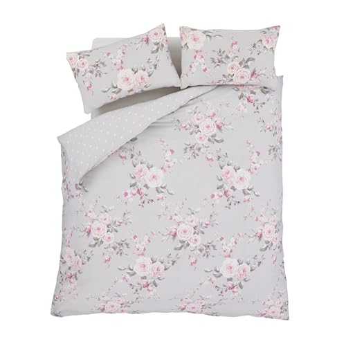 Catherine Lansfield Canterbury Easy Care, Grey, UK Double Duvet Set