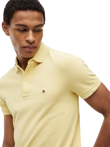 Image of Tommy Hilfiger Men's Short Sleeve Polo Shirts in Slim Fit with Stretch and Organic Pique Cotton