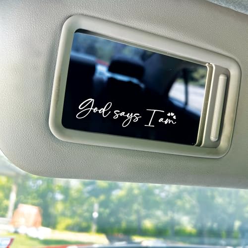 Image of Set 2Pcs God Say I Am Rearview Mirror Decal Jesus Christian Bible Stickers Catholic Religous Water Bottle Window Sticker Vinyl Waterproof 3,5x1 inch Car Decals Car Accessories