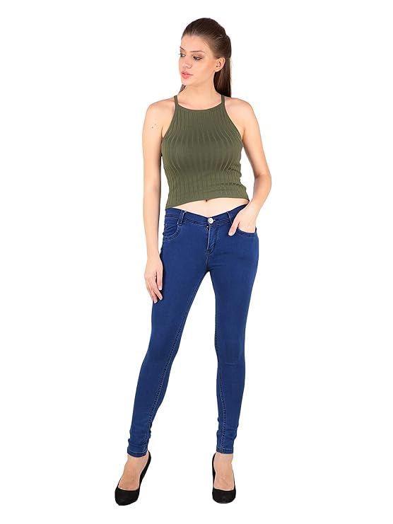 Image of Women Jeans Slim Fit Mid-Rise Clean Look Stretchable Jeans