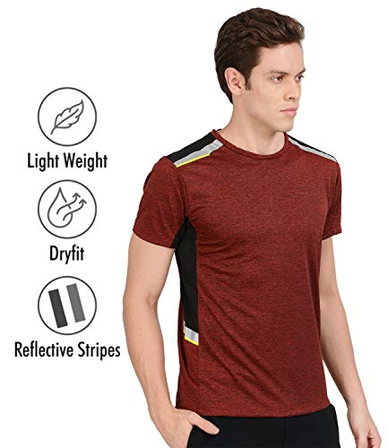 Image of AWG ALL WEATHER GEAR Men's Stylish Polyester Sports Dryfit T-Shirt - Round Neck, Half Sleeves, Light Weight, Branded Comfortable Wear T-Shirts for Men