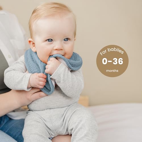 Image of Konssy 8-Pack Muslin Baby Bibs, Adjustable Fit for Drooling and Teething