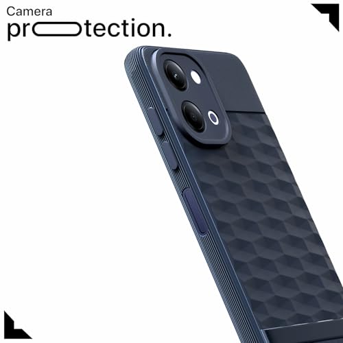 Image of Pikkme Back Cover for Vivo Y11 5G Camera Protection 3D Hexa Cube Design Silicone Protective Bumper Case (Blue)