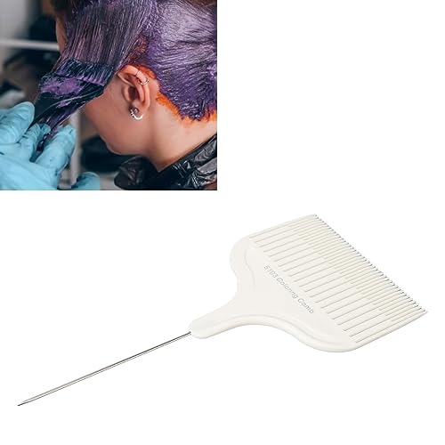 Hair Dyeing Comb,Hair Comb Stylists Styling Comb,Professional Steel Needle Pointed Tail Sectioning Highlights Comb for Hair Dying (White) - Image 2