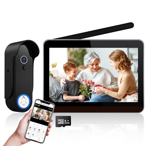 ACEBELL Wireless WiFi Video Doorbell Intercom System, 1080P Video Doorbell Camera with Monitor Wireless, Video Door Phone with 7''Touch Screen, Motion Detection