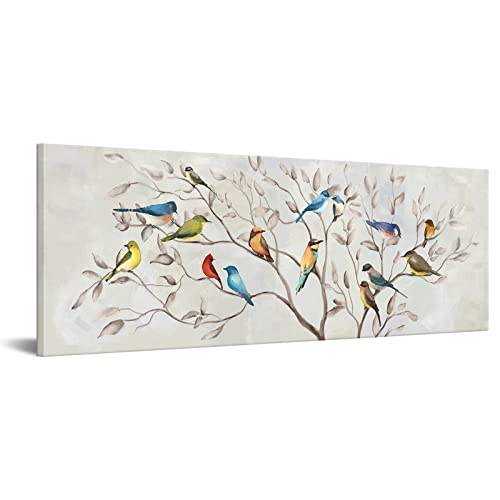 KREATIVE ARTS Spring Flowers Canvas Wall Art Birds on Tree Branches Picture Giclee...