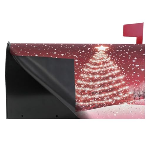 Image of Merry Christmas Mailbox Cover Standard Size Winter Snowflake Xmas Tree Magnetic Mailbox Covers Garden Yard Post Wraps Letter Box Decorations 21 inch L x 18 inch W