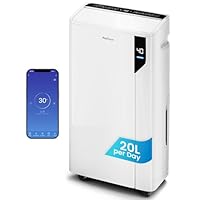 Pro Breeze® Deumidificatore Intelligente 20L/Die con Wi-Fi Sensore di Umidità Filtro a Carboni Attivi per Muffa e Umidità Modalità Bucato – per Casa Ufficio Camera da Letto