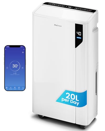 Pro Breeze® Deumidificatore Intelligente 20L/Die con Wi-Fi Sensore di Umidità Filtro a Carboni...