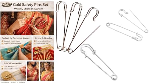 Image of MR. DIY Crafts Gold Safety Pins Set, Heavy Duty Metal Safety Pins for Sewing, Clothing Repair, Jewelry Making, DIY Crafts & Multipurpose Use (30, Gold Pin)