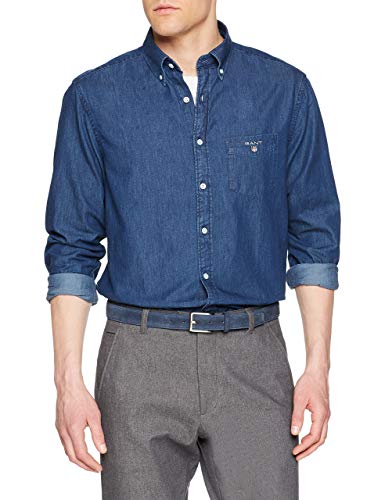 Chemise Gant broadcloth unie de qualité supérieure coupe droite homme