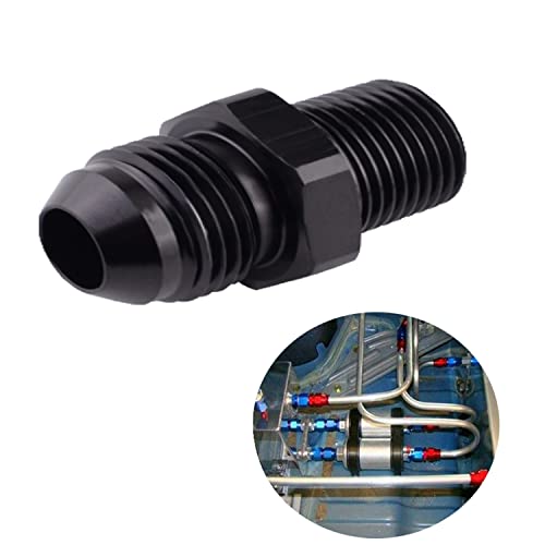 6An Male Flare To 1/4" Npt Pipe Fitting Adapter, 2Pcs Aluminum Straight 6An To 1/4 Npt Adapter For Automotive Replacement Fuel System Fittings. ( Black ) #TOP3