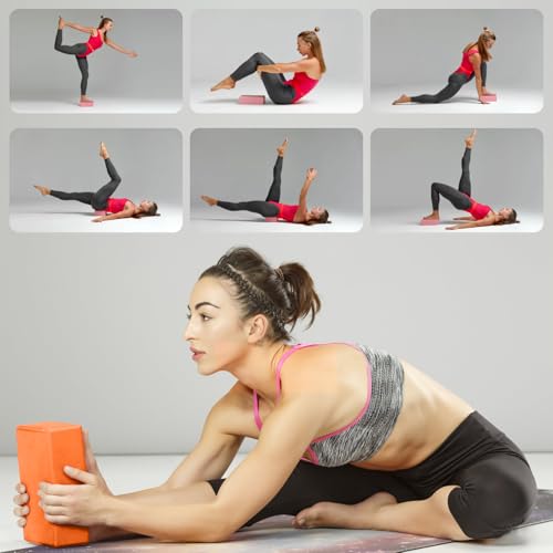 Image of Yoga Blocks 2 Pack, 9x6x3in Pilates Block, Non-Slip Foam Brick for Exercise