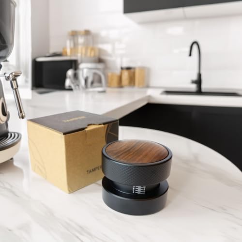 Image of 51mm Espresso Tamper, Auto-leveling Spring-loaded Palm Tamper, Stainless Steel Ripple Base with Non-Slip Grip