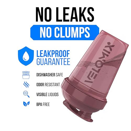 Image of VELOMIX -2 Pack- 20 oz Protein Shaker Bottles for Protein Mixes - 2x Wire Whisk | Leak Proof Shaker Cups for Protein Shakes and Pre Workout | Protein Shaker Bottle Pack (B8) Berry Surf
