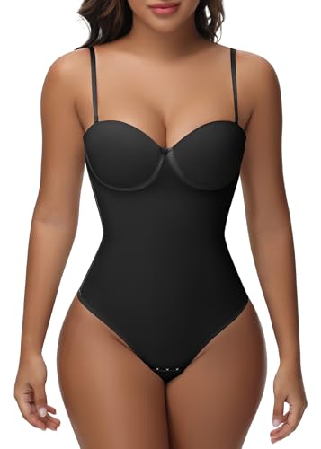 SHAPSHE Strapless Shapewear Corset Bodysuit Tops for Women Tummy Control V Neck Thong Body Shaper Going Out Outfits