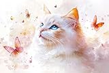 5D Diamond Painting Erwachsene Katze, Diamond Painting Bilder Schmetterling, DIY Quadrat Diamont Kunst Set für Anfänger und Erwachsene, Mosaikherstellung Bastelset für Haus Wanddeko, 70x90cm -36884