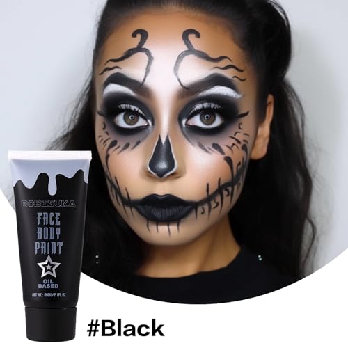 BOBISUKA Theaterschminke Schwarze Gesichtsfarbe, Halloween Schminke Schwarz Ölige Körperfarbe für Schminke Karneval, Cosplay Clowns Joker