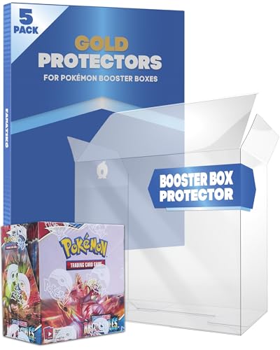 Pack de 5 Protection Booster Pokemon Gold – Protection Display PKMN 0,5 mm avec Protection UV | Lot de Protections pour Boite Pokemon et Boîte de Booster PKMN