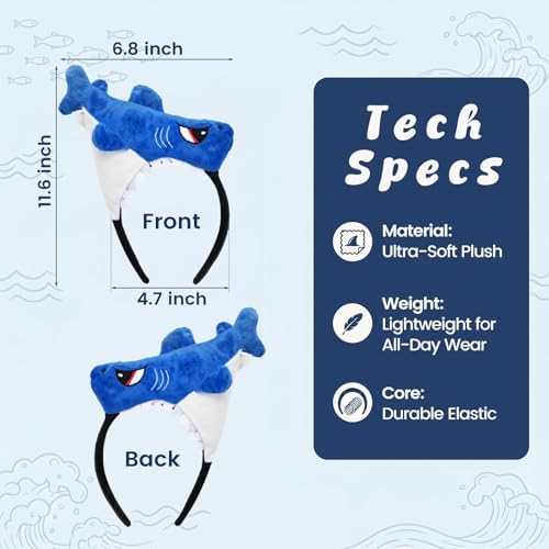 LovesTown Shark Headband, Under the Sea Costume Accessories Funny Hats for Halloween Cosplay Crazy Hair Day Party Favors Supplies — view 6