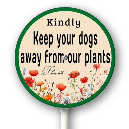 Horienteeon kindly keep your dogs Away From Our Plants Garden Yard Sign With Stake Keep Off Lawn Signs Rustproof Outdoor Aluminum Plaque Decorations Yard Supplies For Home Round 9.2inch