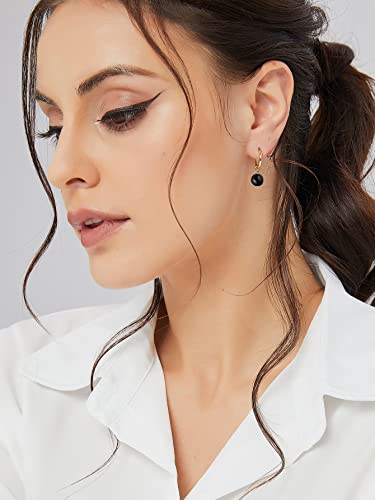 Image of 14K Gold /White Gold Plated Minimalist Pearl Hoop Earrings,Huggies Dangle Earrings Jewelry